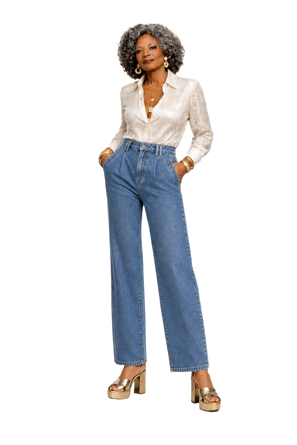 1980s Light Blue Denim Jeans - Model