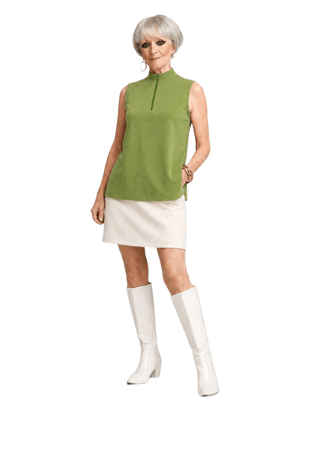 1960s Lime Green Cotton Tank Top - Model