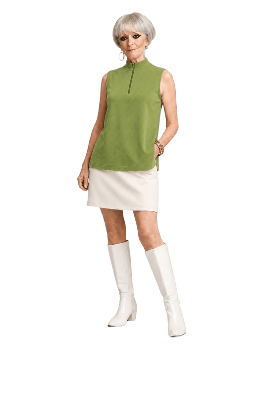 1960s Lime Green Cotton Tank Top - Model