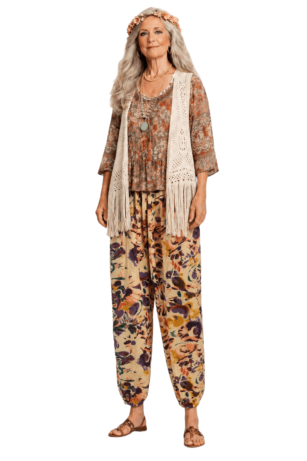 1980s Cream Cotton Blend Trousers - Model