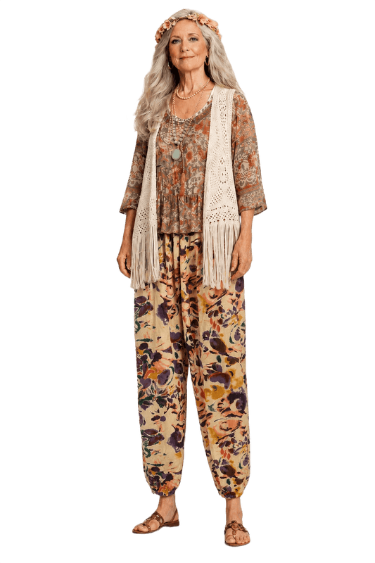 1980s Cream Cotton Blend Trousers - Model