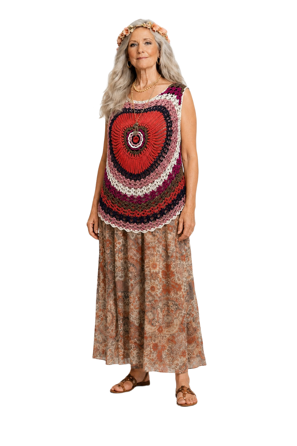 1970s Red Cotton Sleeveless Top - Model