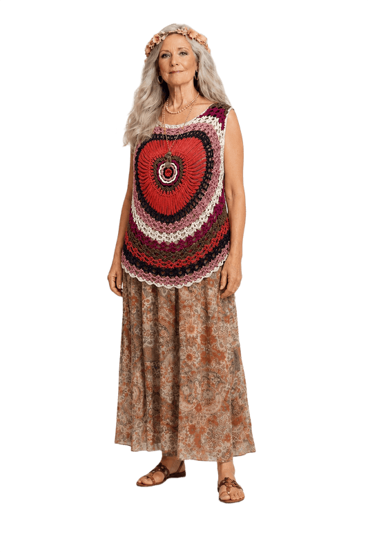 1970s Red Cotton Sleeveless Top - Model