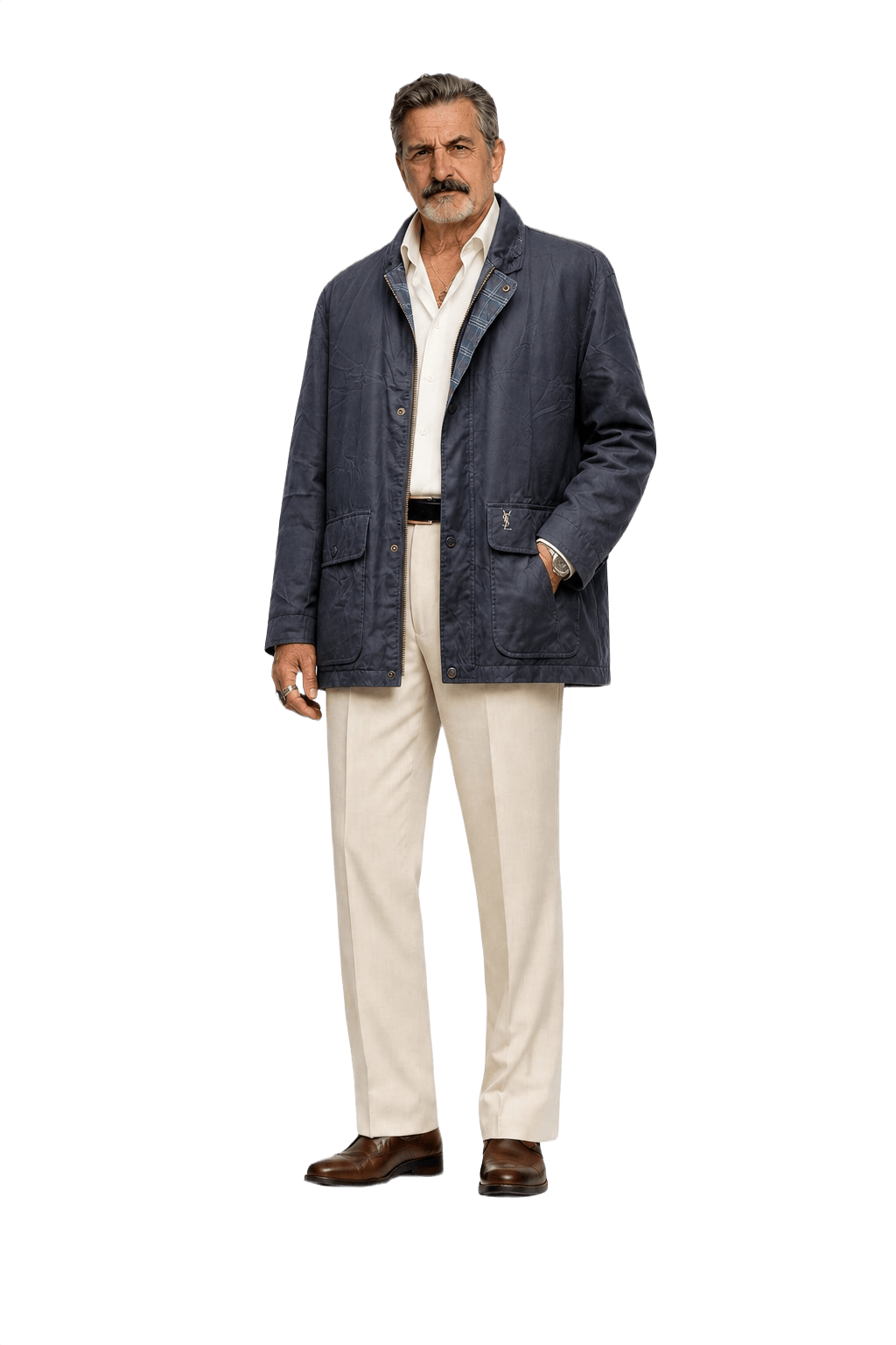 1980s Navy Blue Cotton Jacket - Model
