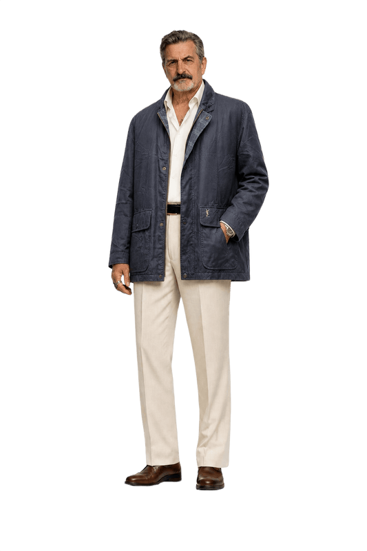 1980s Navy Blue Cotton Jacket - Model