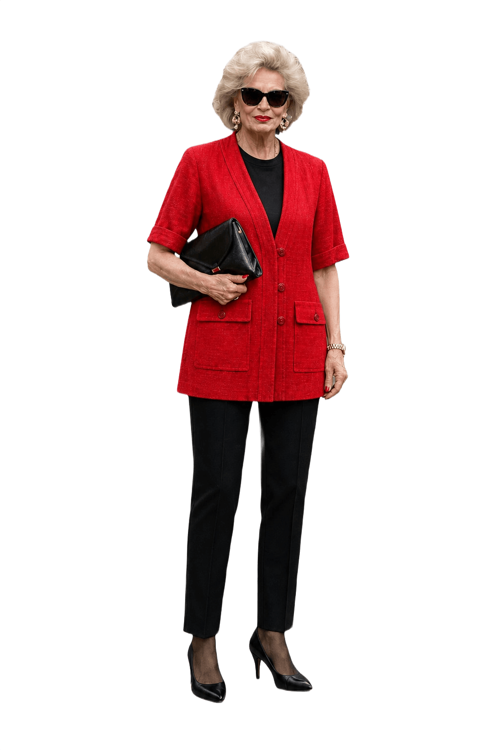 1980s Red Wool Blend Jacket - Model