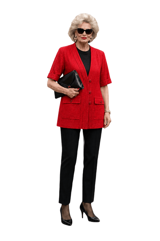 1980s Red Wool Blend Jacket - Model