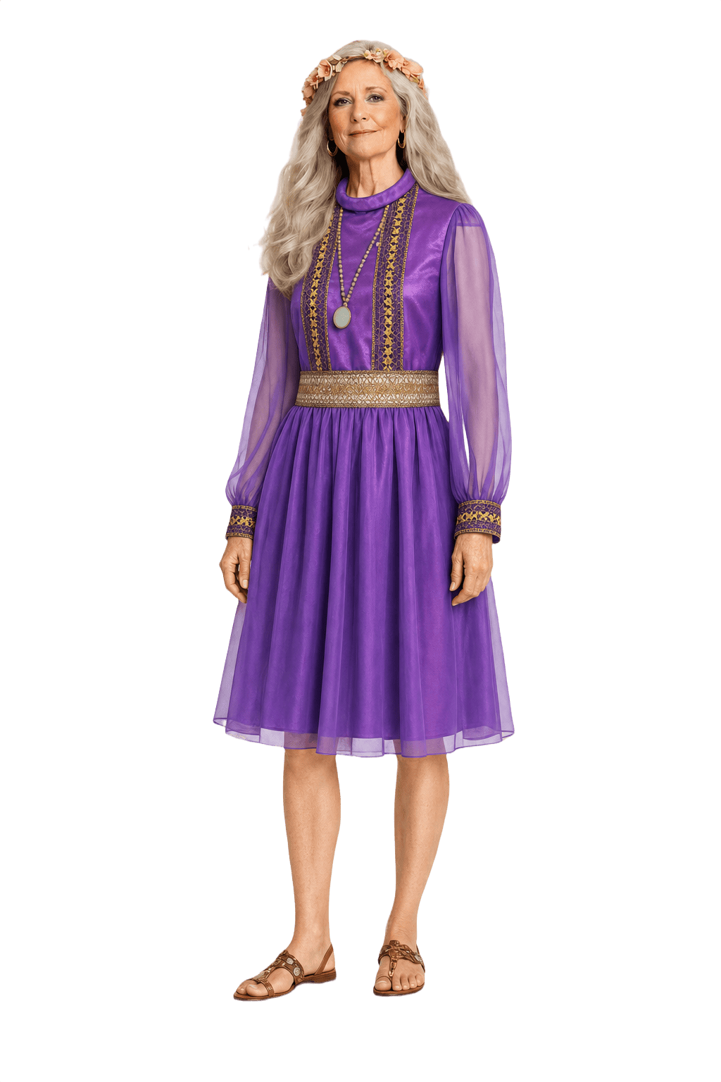 1970s Purple Synthetic Dress - Model