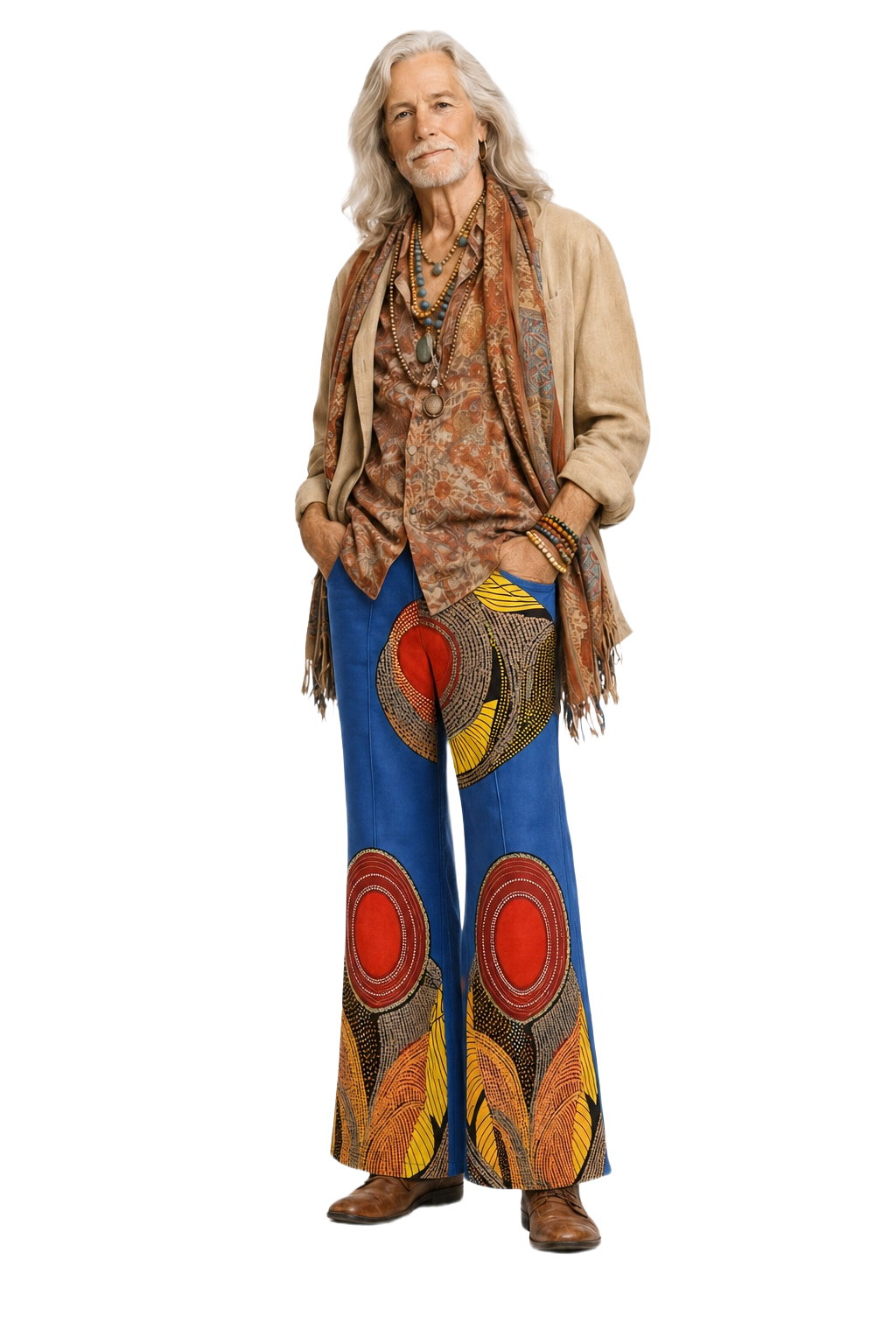 1970s Blue Cotton Blend Pants - Model