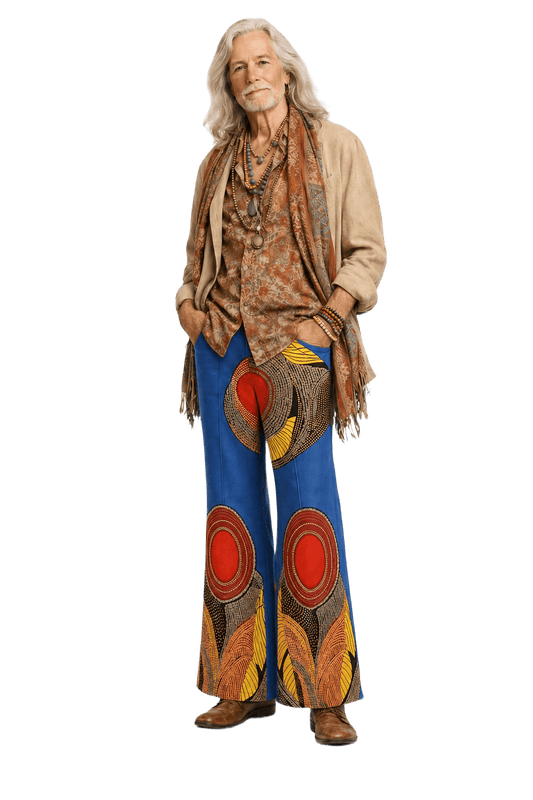 1970s Blue Cotton Blend Pants - Model