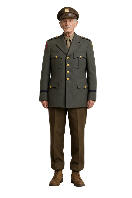 1940s Olive Green Wool Jacket - Model