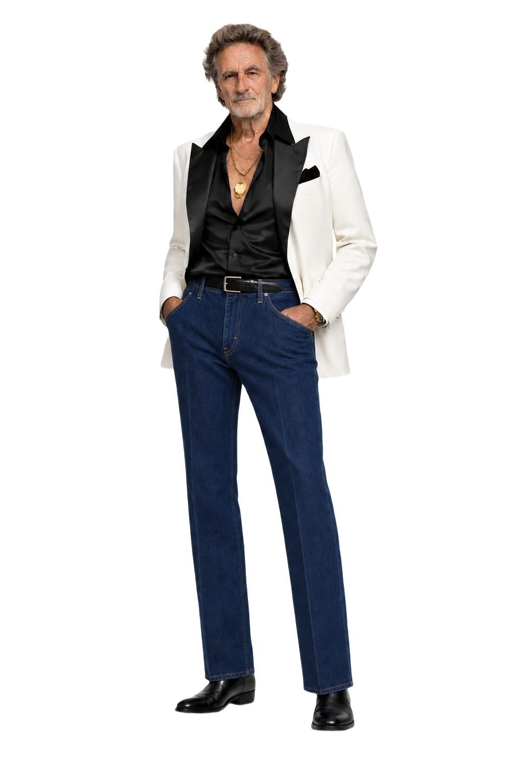 1980s Dark Blue Denim Jeans - Model
