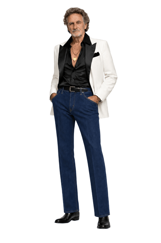 1980s Dark Blue Denim Jeans - Model