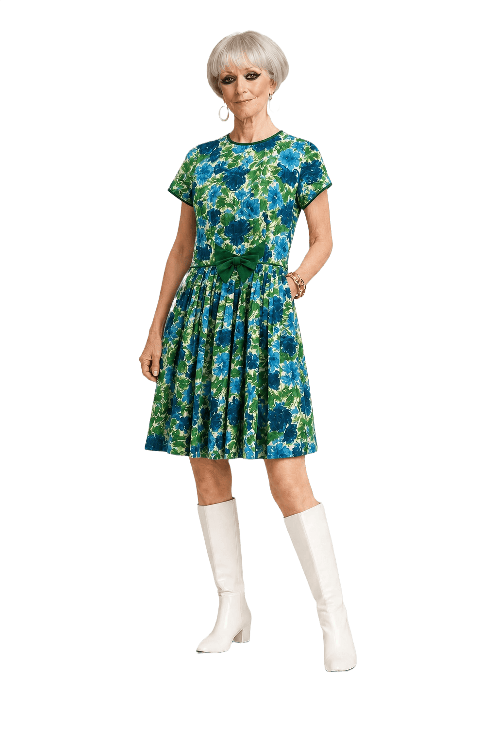 1960s Blue Cotton Dress - Model
