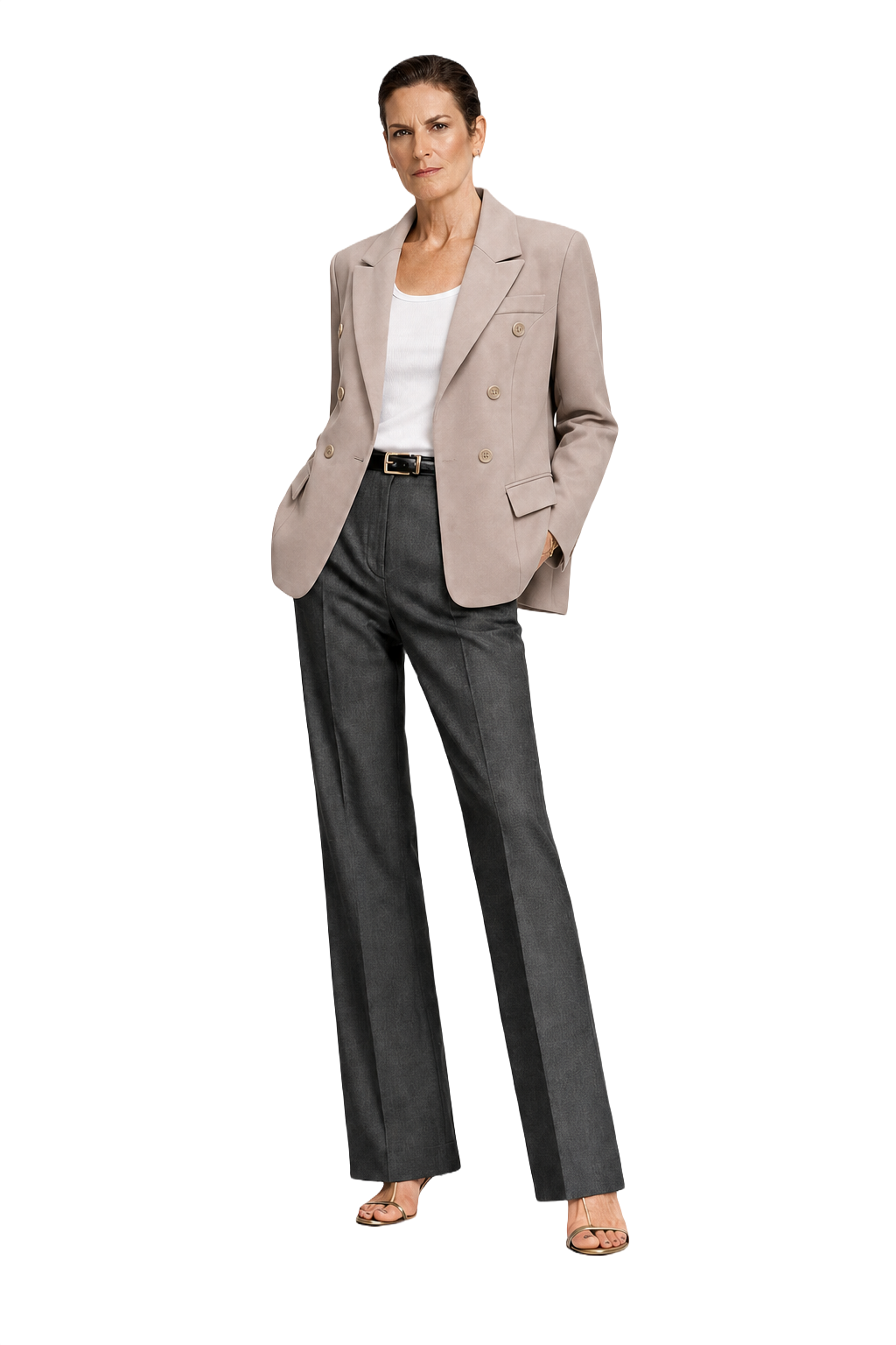1990s Beige Wool Blend Blazer - Model