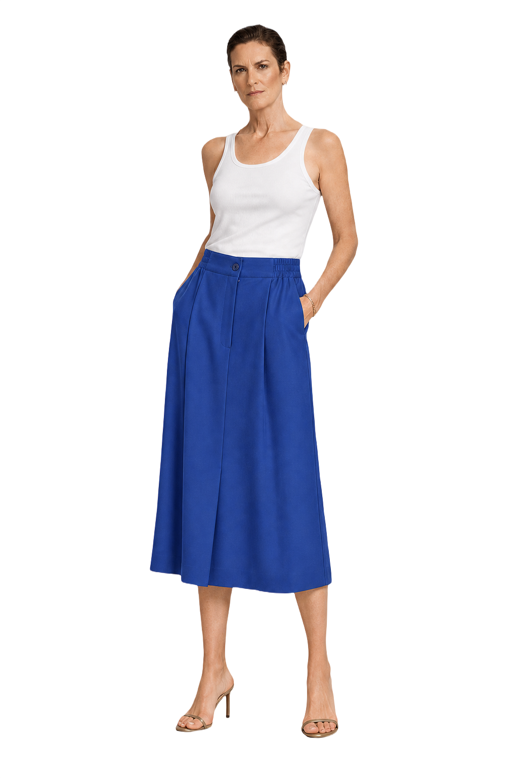 1990s Royal Blue Polyester Skirt - Model