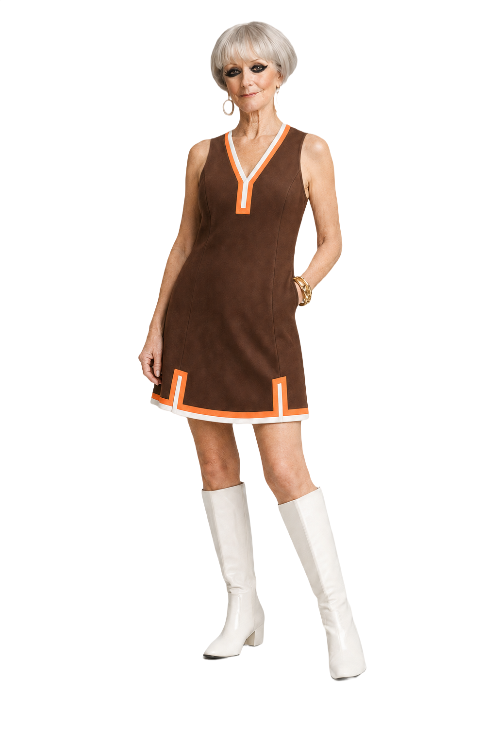 1960s Brown Polyester Blend Swimsuit - Model