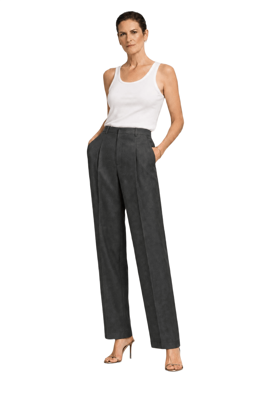 1990s Dark Brown Silk Trousers - Model