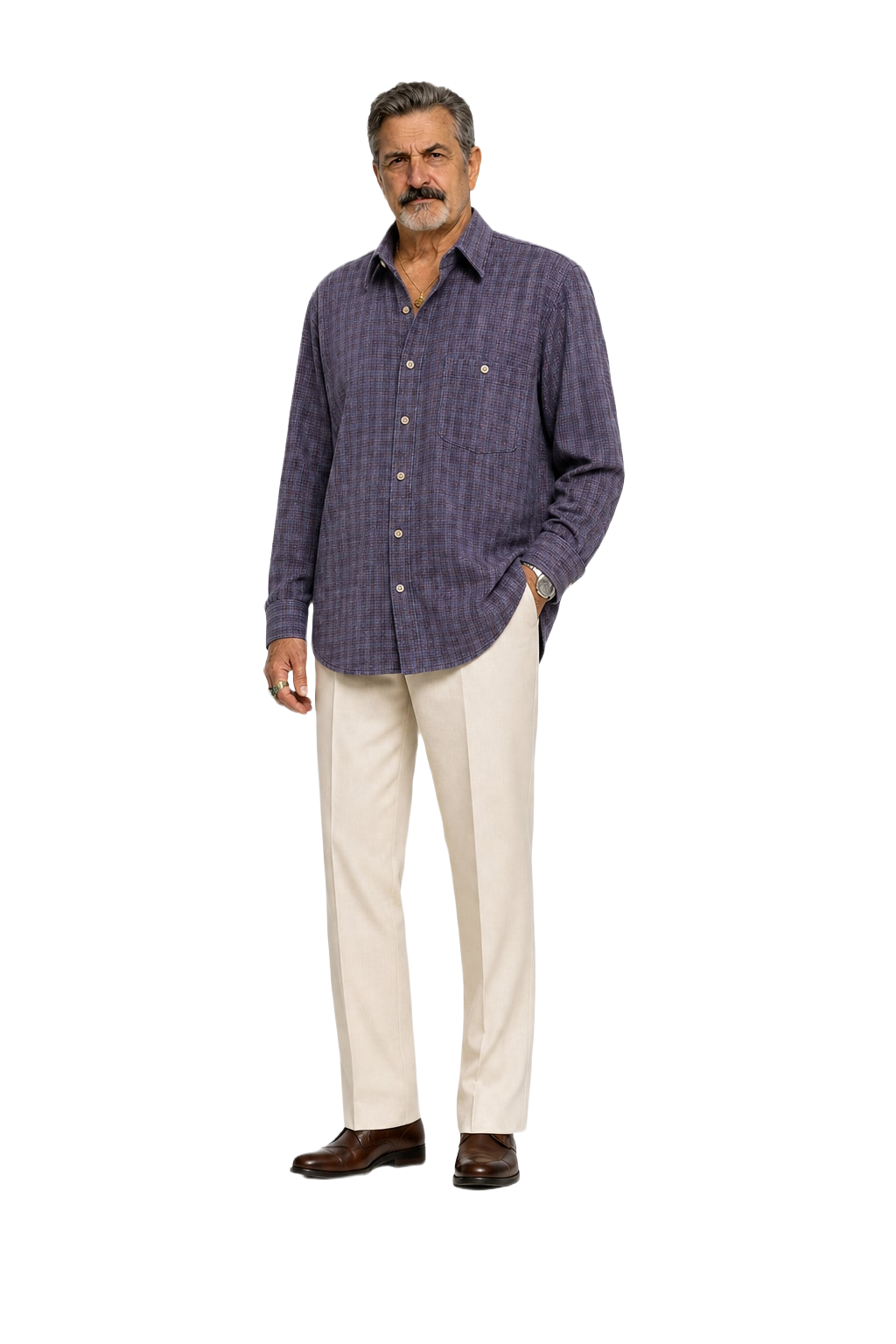 1980s Purple Cotton Shirt - Model