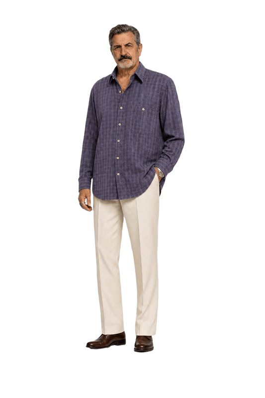 1980s Purple Cotton Shirt - Model