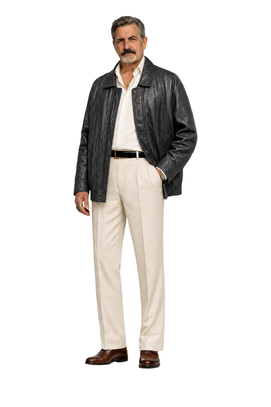 1980s Black Leather Jacket - Model