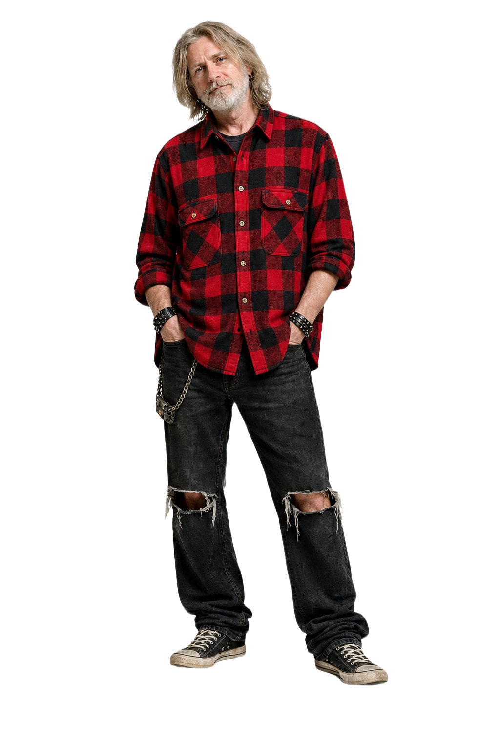 1990s Red Cotton Flannel Shirt - Model