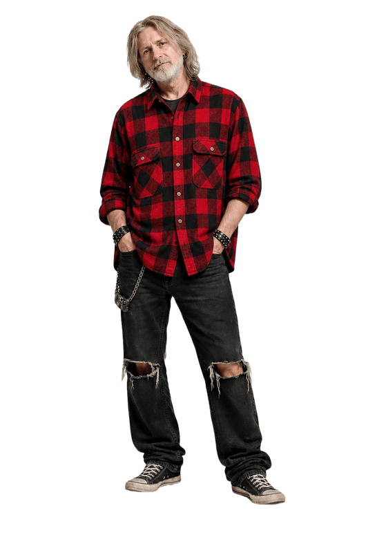 1990s Red Cotton Flannel Shirt - Model