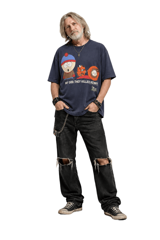 1990s Navy Blue Cotton T-Shirt - Model