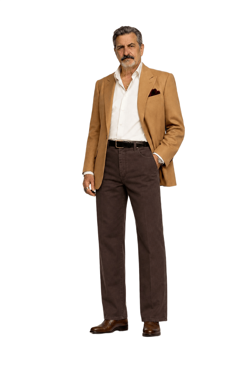 1980s Dark Brown Cotton Pants - Model