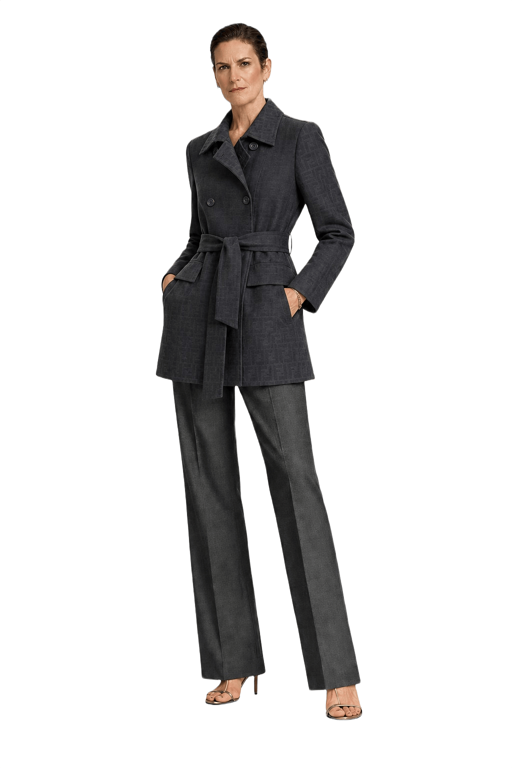 1990s Black Cotton Blend Jacket - Model