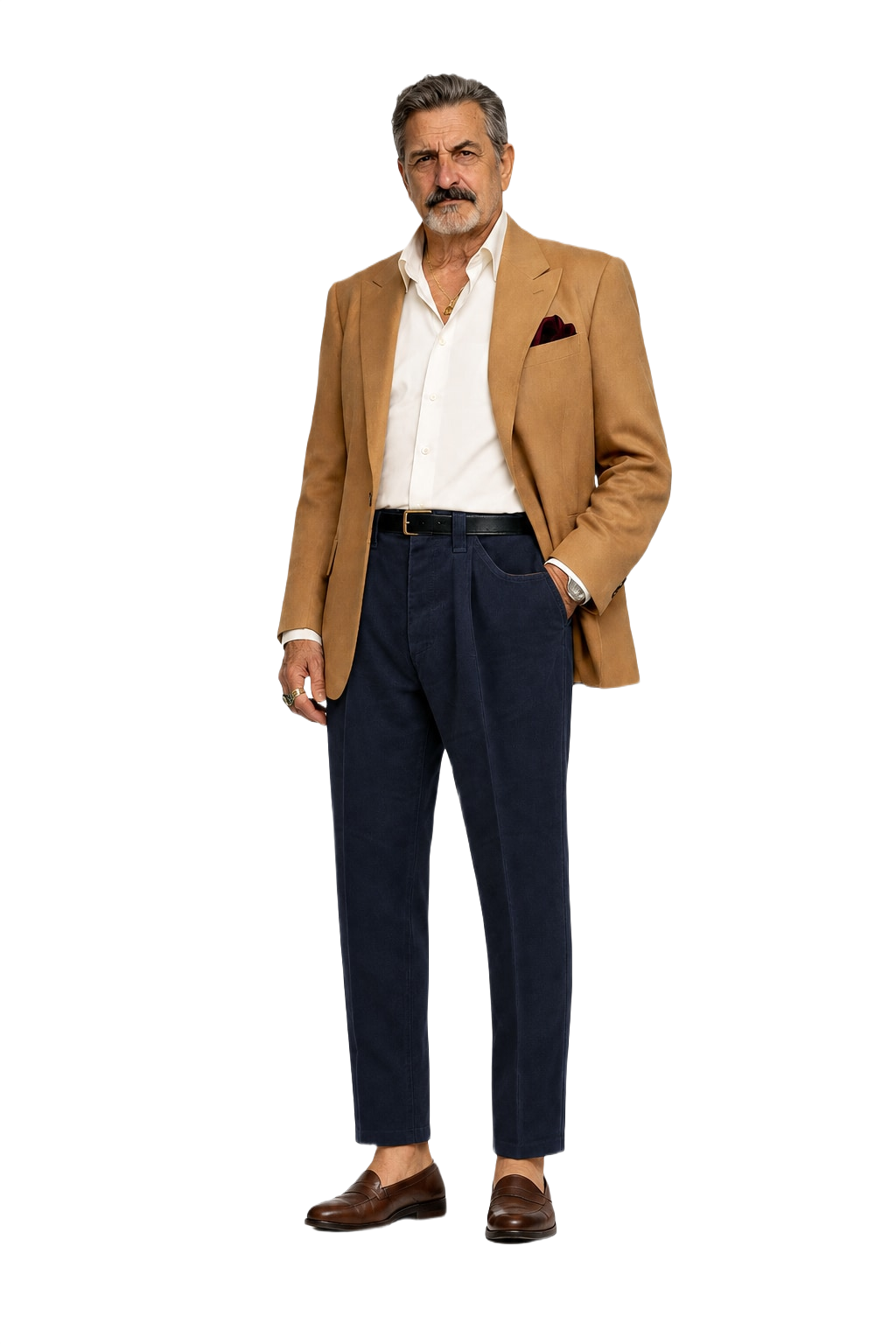 1980s Navy Blue Cotton Pants - Model