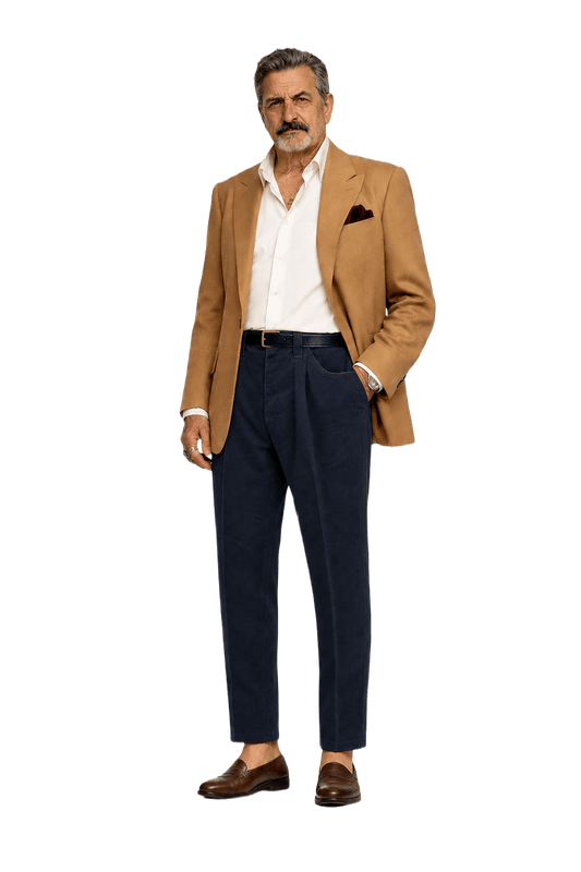 1980s Navy Blue Cotton Pants - Model