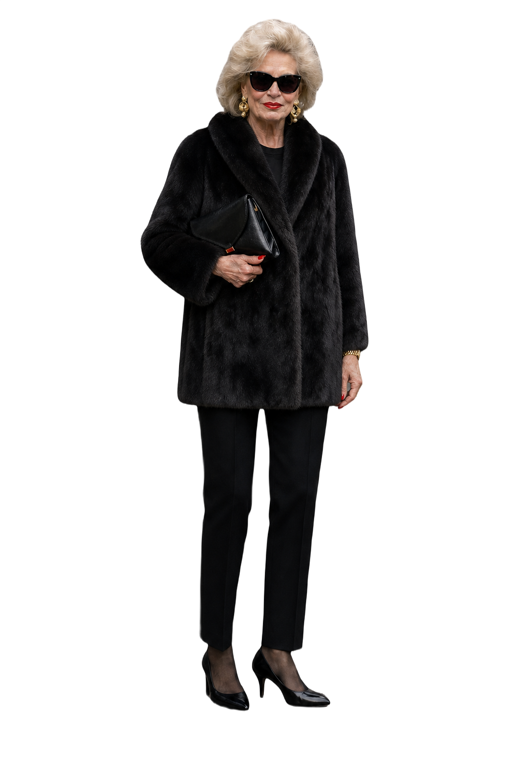 1980s Black Fur Coat - Model