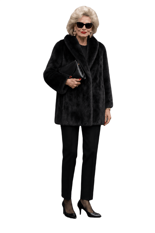 1980s Black Fur Coat - Model