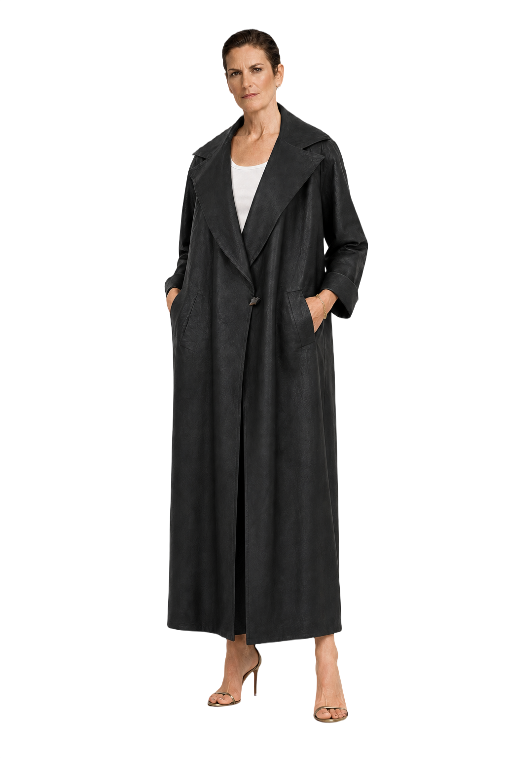 1990s Black Synthetic Coat - Model
