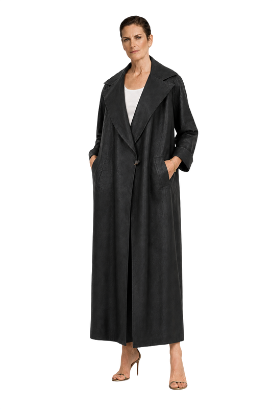 1990s Black Synthetic Coat - Model