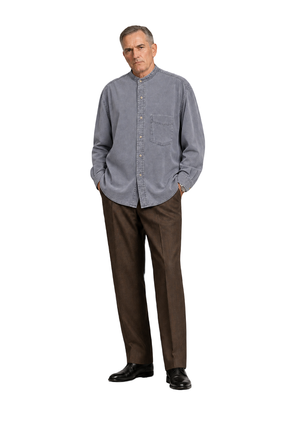1990s Light Blue Cotton Denim Shirt - Model
