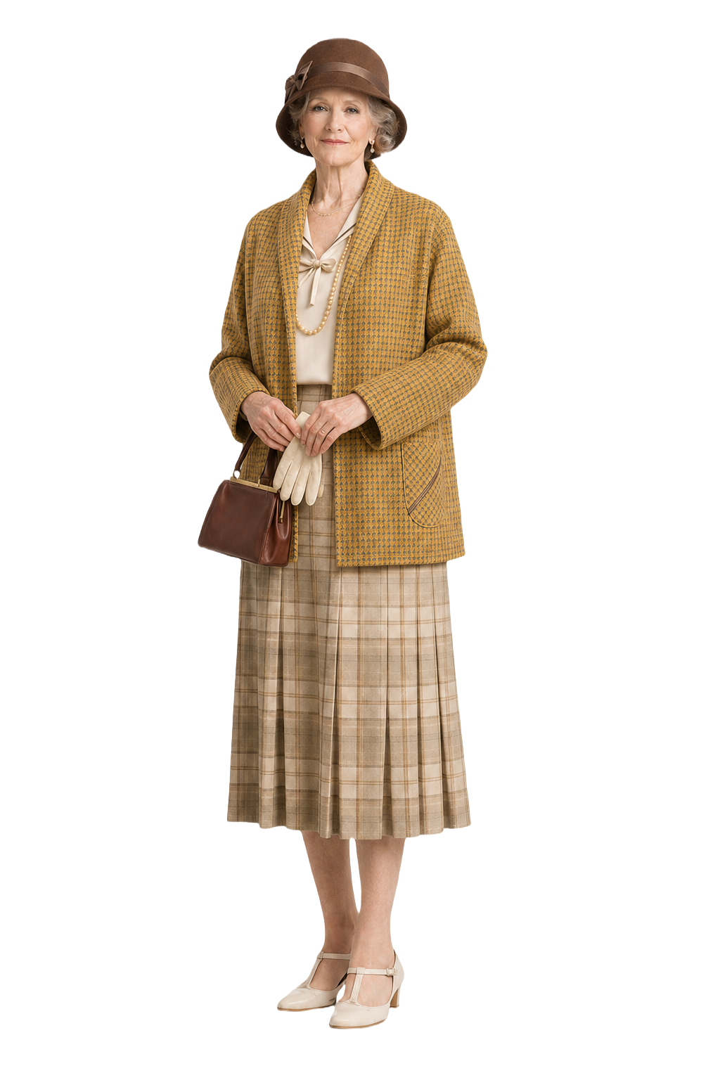 1930s Yellow Check Wool Blend Jacket - Model