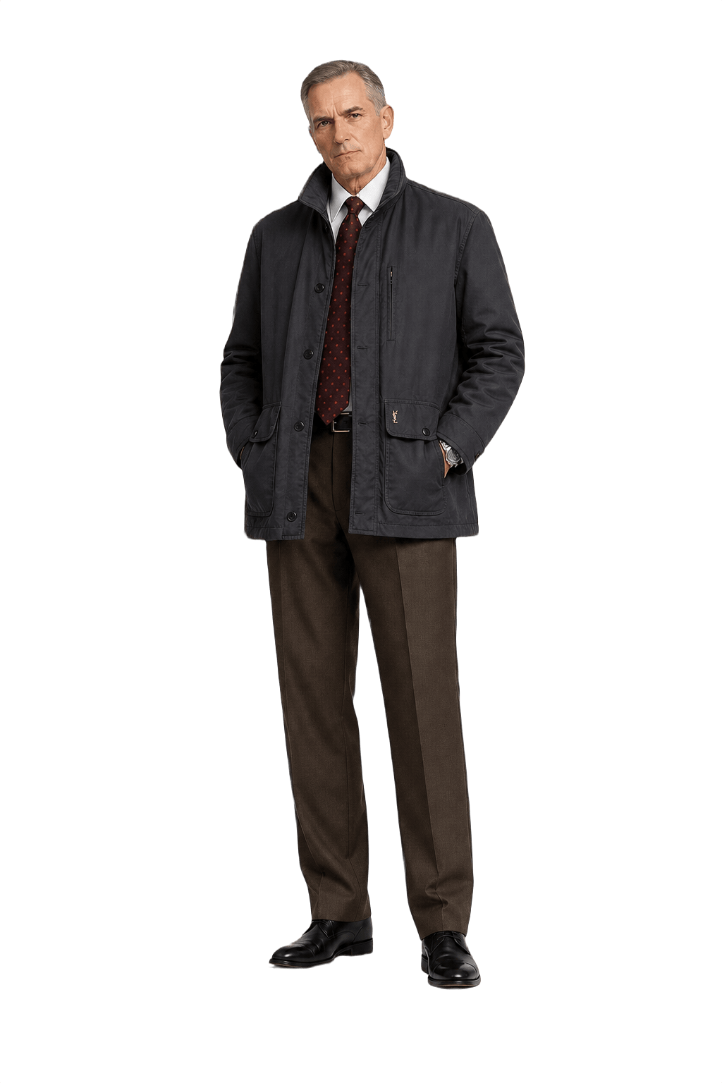 1990s Gray Wool Blend Jacket - Model