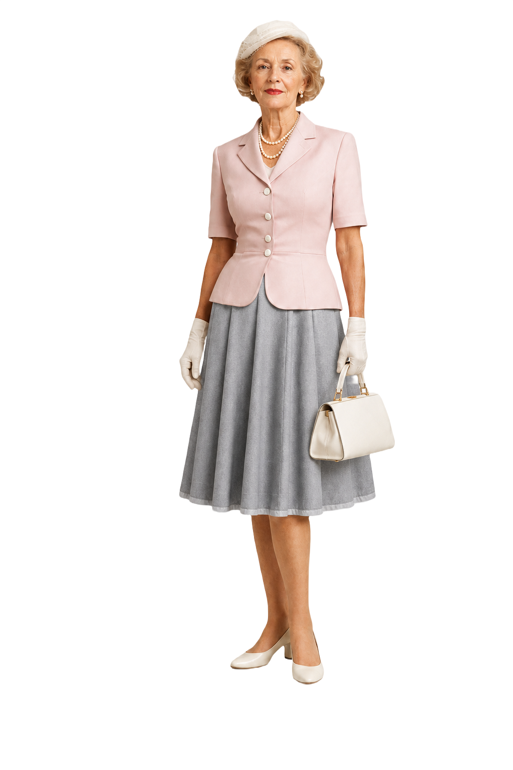 1950s Grey Cotton Skirt - Model