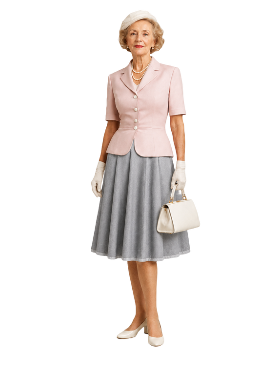 1950s Grey Cotton Skirt - Model