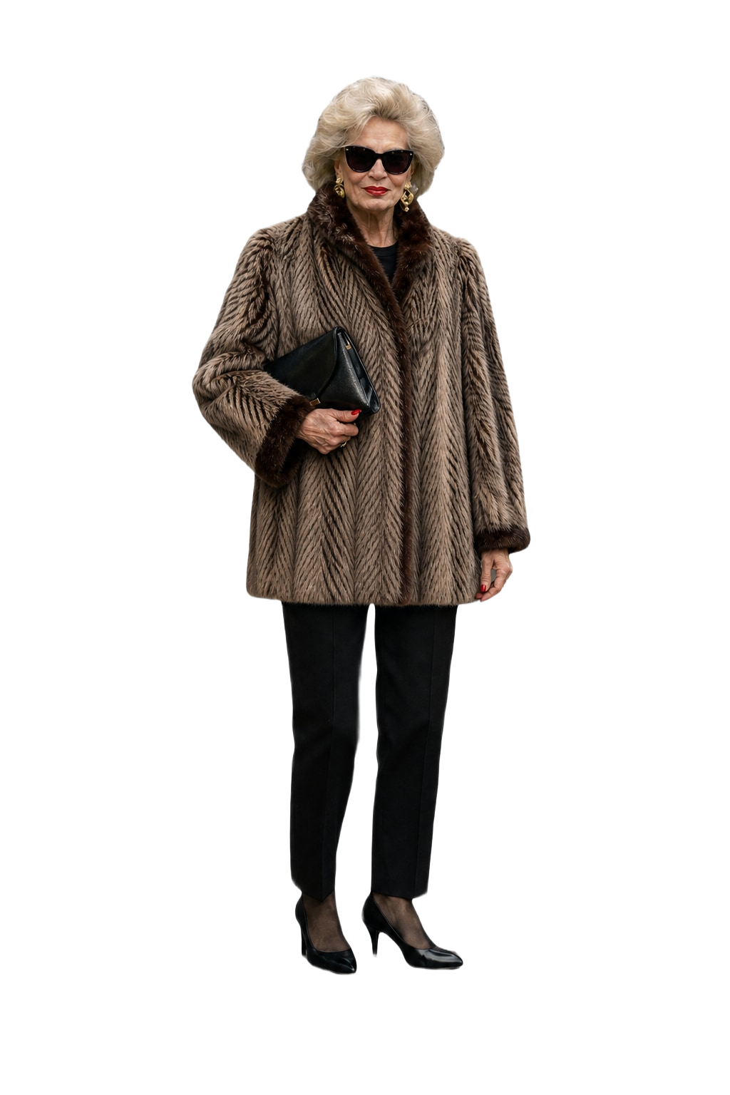 1980s Brown Fur Coat - Model