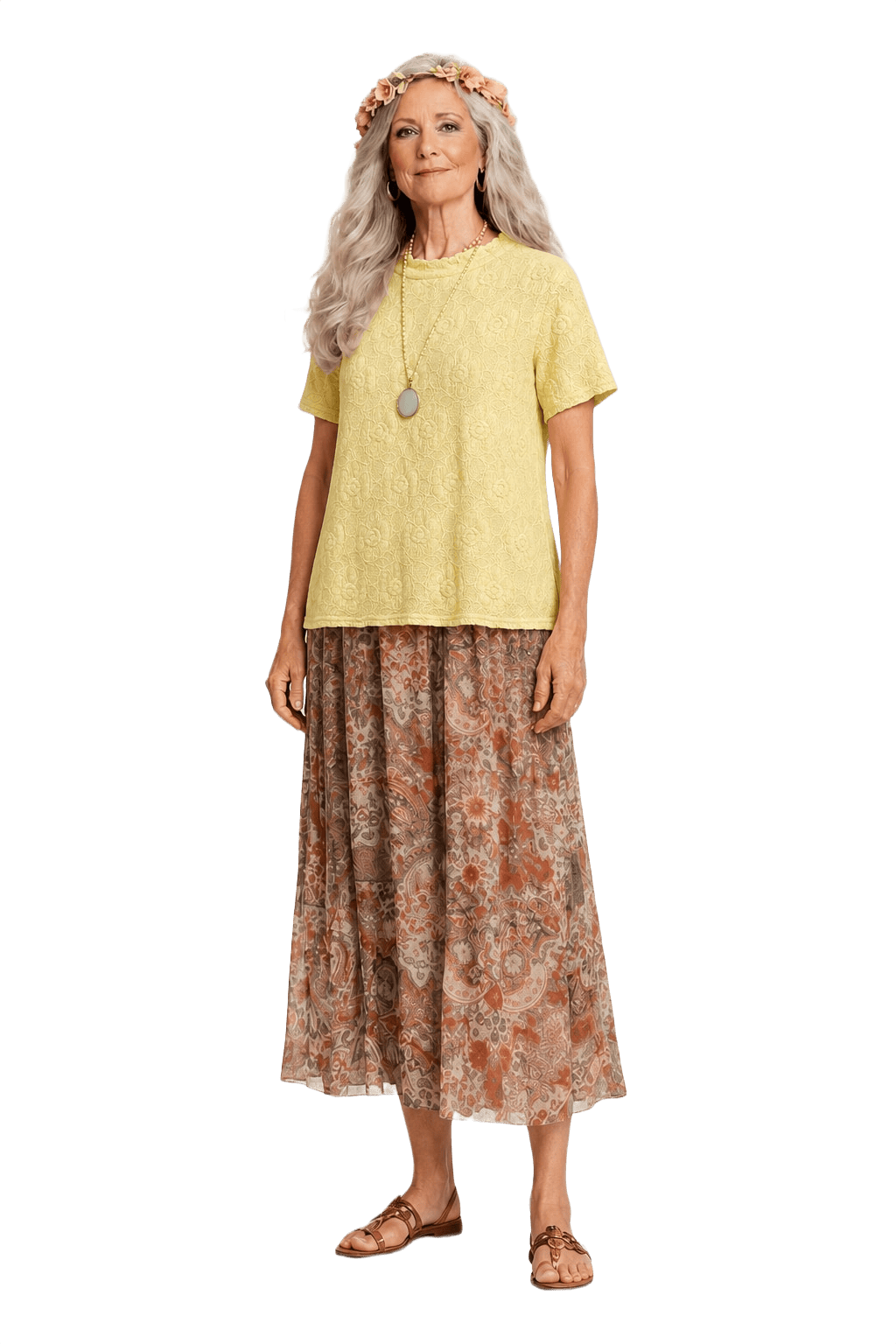 1970s Pale Yellow Lace Blouse - Model