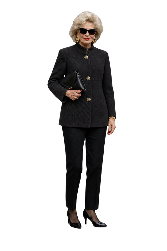 1980s Black Wool Blazer - Model