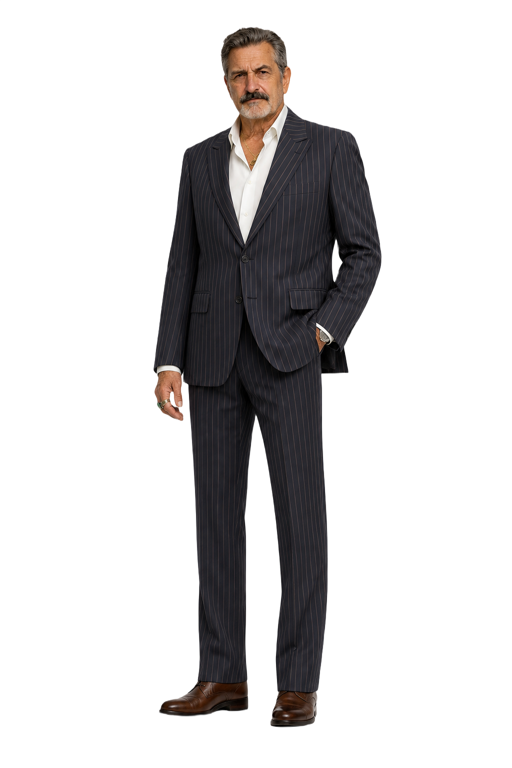 1980s Navy Blue Wool Suit - Model