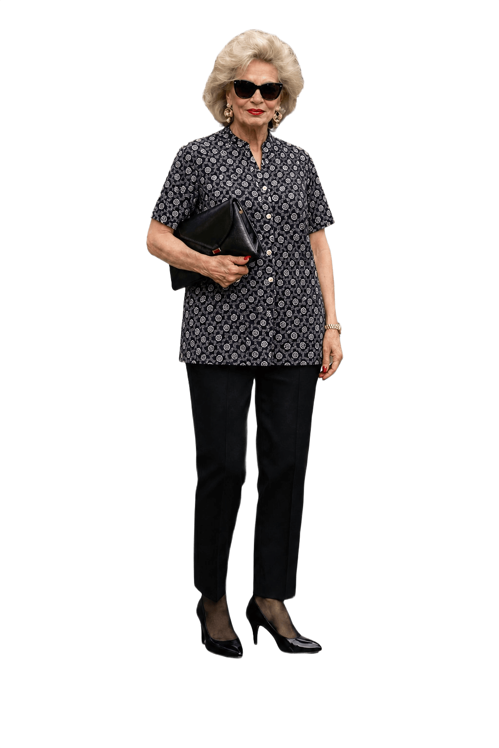 1980s Navy Blue Cotton Blend Blouse - Model