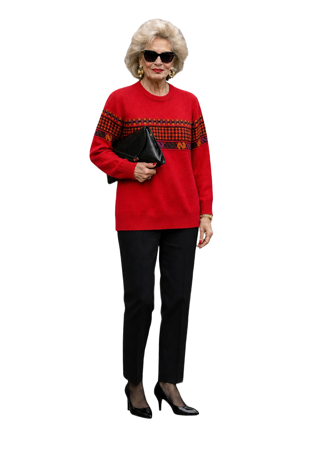 1980s Red Wool Sweater - Model