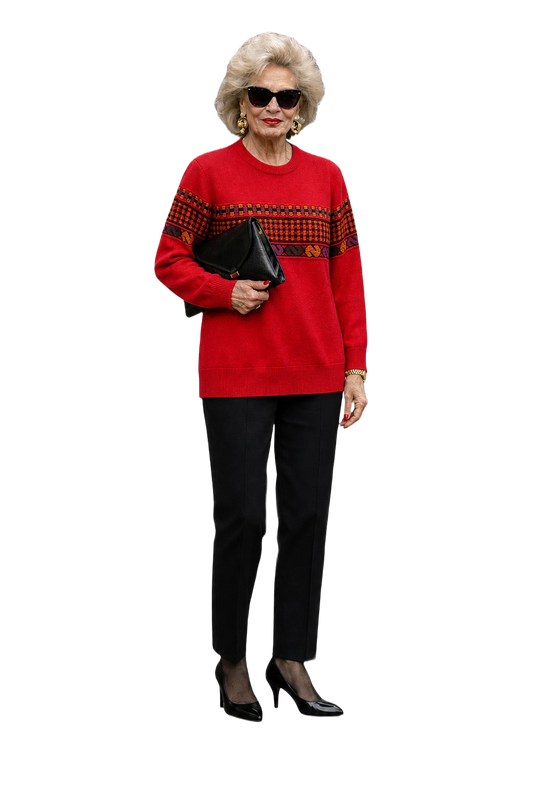 1980s Red Wool Sweater - Model
