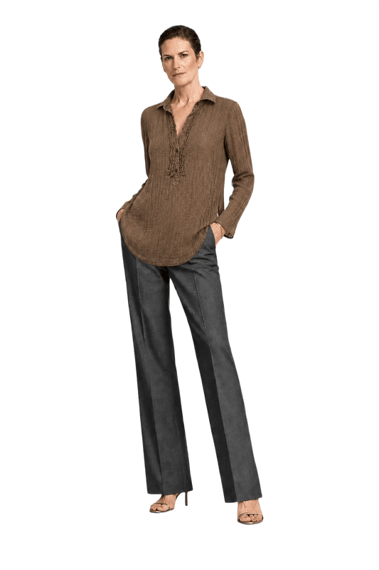 1990s Brown Cotton Blouse - Model