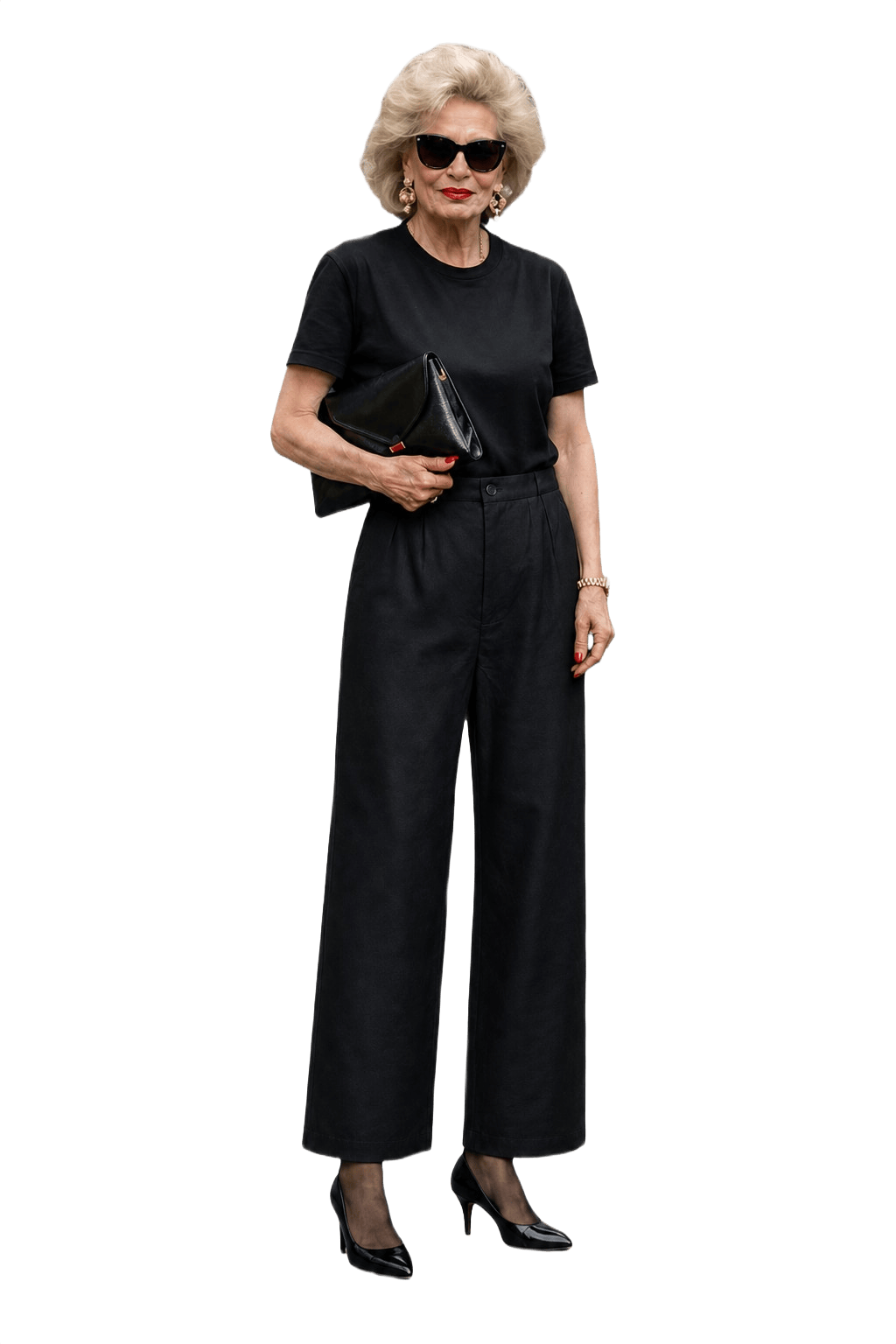 1980s Black Rayon Blend Trousers - Model